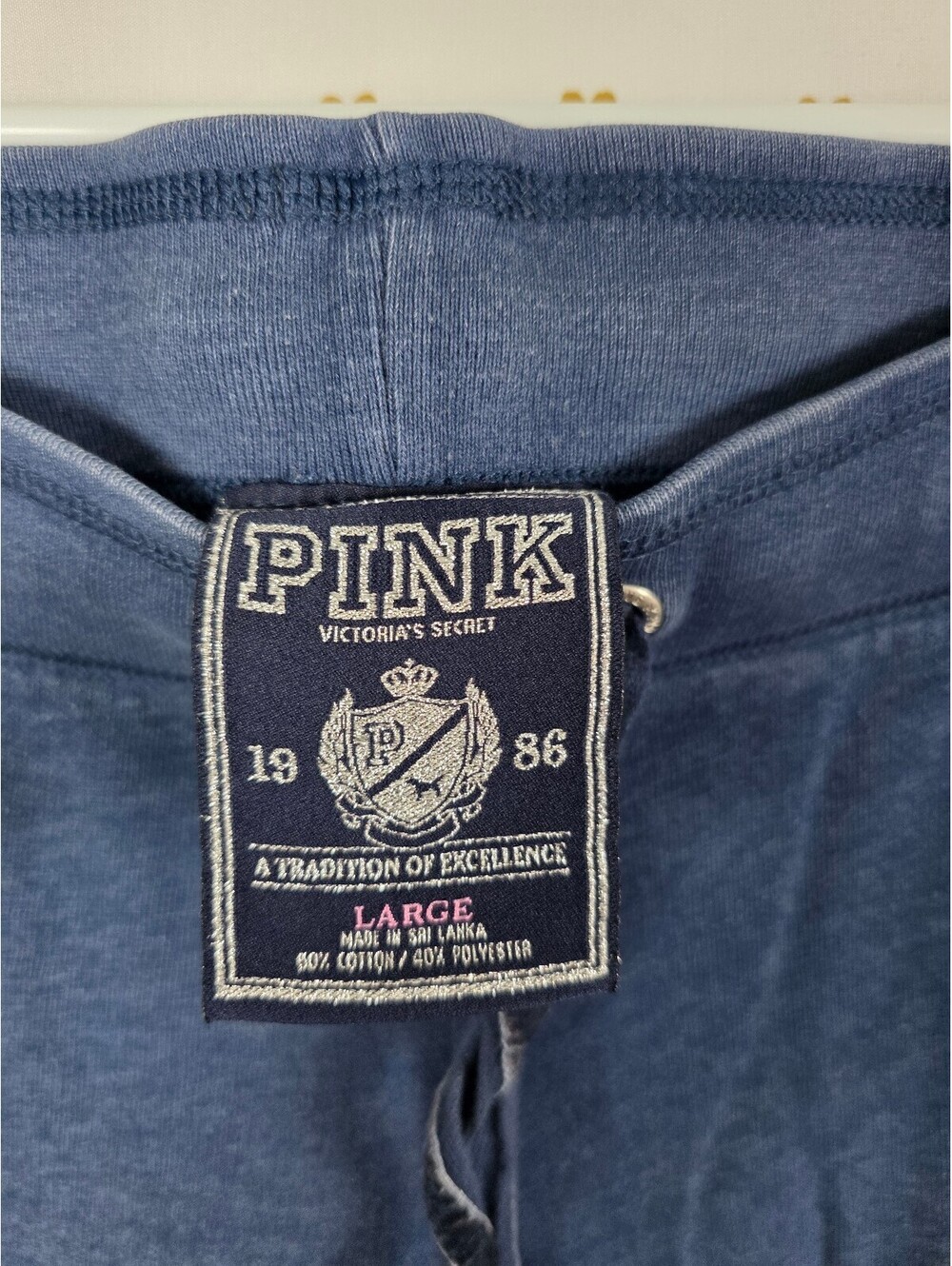 Victorias Secret PINK BLING vintage Sequin Heart Blue Joggers Sweats sweatpants - Picture 6 of 8